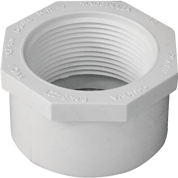 Lasco Reducing Bushing, 2 x 112 in, Spigot x FNPT, PVC, White, SCH 40